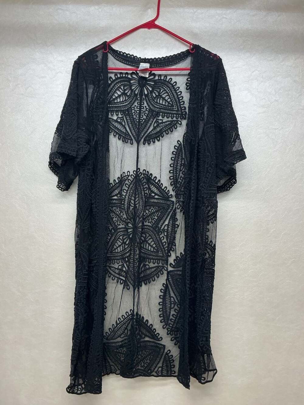 Lace Kimono Size S-M Black Floral Medallion Cover Up